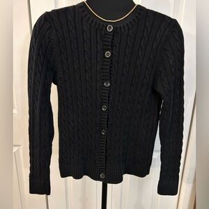 Black LL Bean S Swirl Cable Knit Sweater